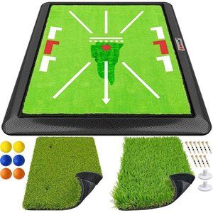 3-in-1 Golf Hitting Mat with Heavy Duty Base,(3 Replaceable Turfs Kit )